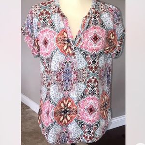 SALE-Women's GAP Cap Sleeve V-Neck Floral Abstract Print Blouse/Top, Small S